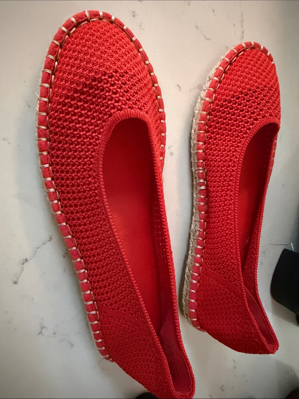 Red Knit Espadrille Flats - Women's Slip-On Comfort